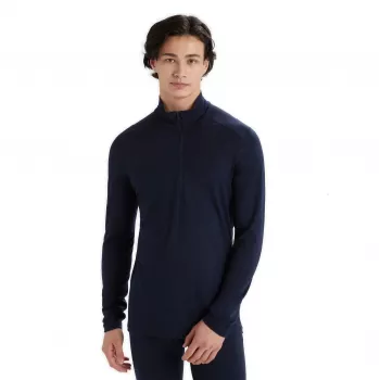 Icebreaker Herren Merino 200 Oasis Langarm Half Zip Thermounterwäsche Top – Midnight Navy