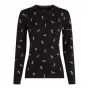 Icebreaker Merino 200 Oasis LS Crew Damen Ski Day Black/Acid Pink