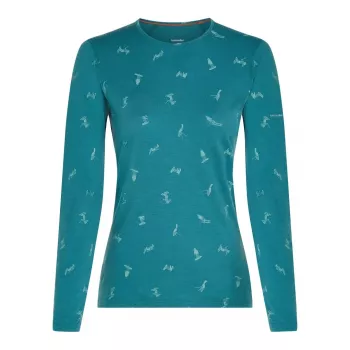 Icebreaker Merino 200 Oasis LS Crew Damen Ski Day Topaz/Hydro