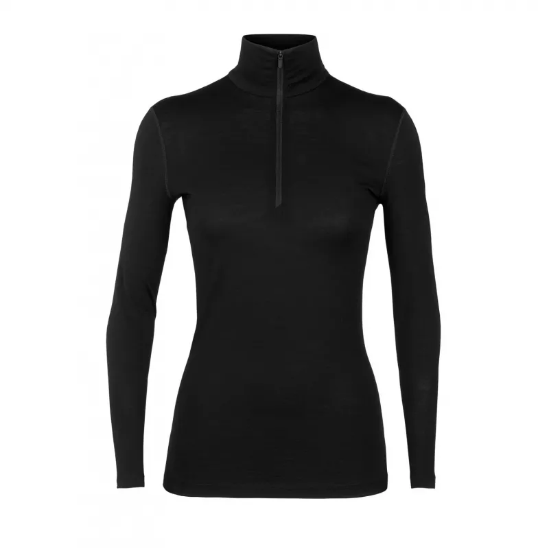 Icebreaker Merino 200 Oasis LS Half Zip Damen Thermounterteil Schwarz