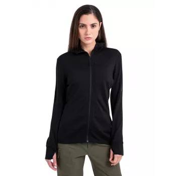 Icebreaker Quantum LS Zip Hoodie Damen Schwarz