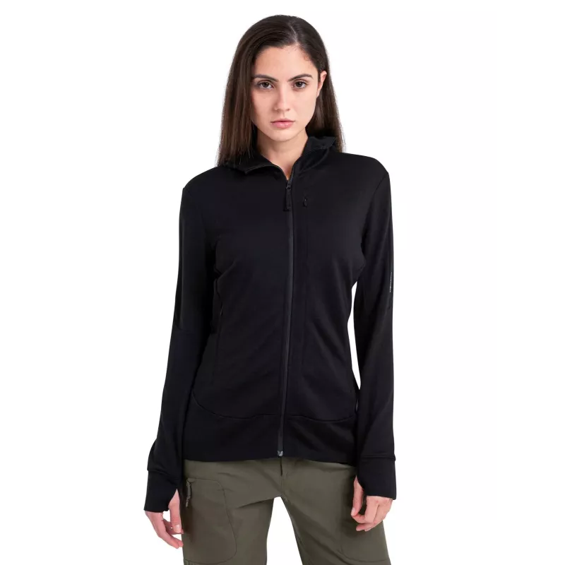 Icebreaker Quantum LS Zip Hoodie Damen Schwarz