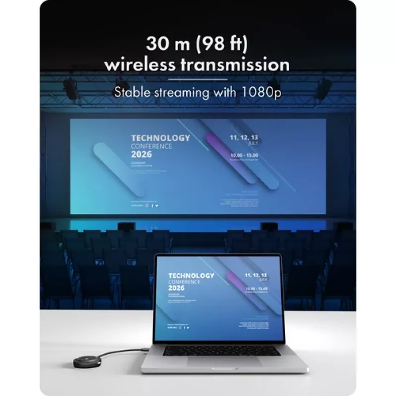 Icy Box IB-WL101 Wireless HDMI Extender Kit - USB-C auf HDMI Sender & Empfänger, Full HD 1080p, 30m Reichweite, Schwarz