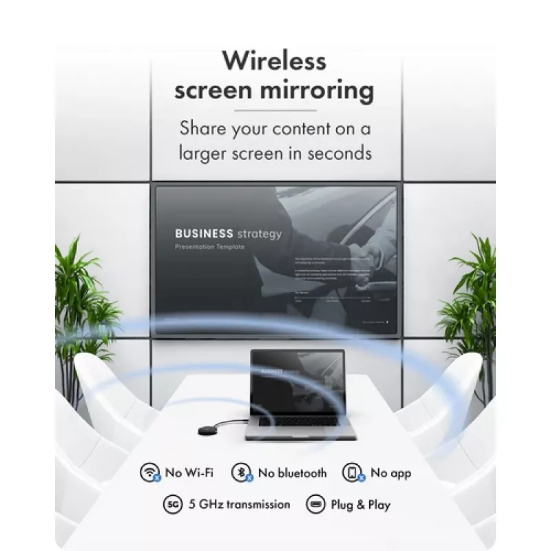 Icy Box IB-WL101 Wireless HDMI Extender Kit - USB-C auf HDMI Sender & Empfänger, Full HD 1080p, 30m Reichweite, Schwarz
