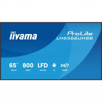 IIYAMA LH6566UHSB-B1AG 65 Zoll 4K UHD Digital Signage Display mit Android 11, 500 cd/m², 2x HDMI, USB-C, DP, WiFi, 18/7 Betrieb