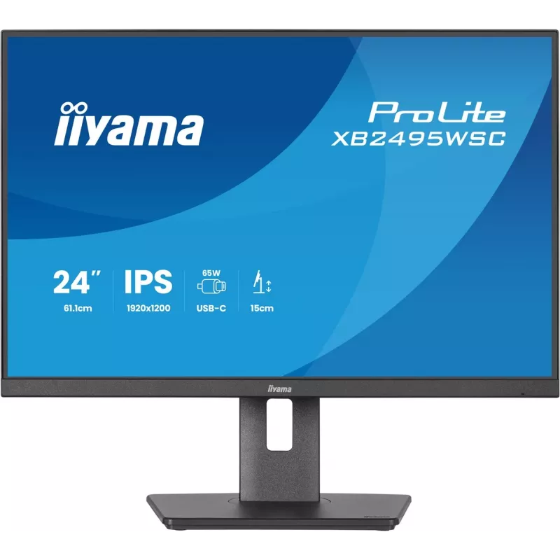 IIYAMA ProLite XB2495WSC-B1 24.1 Zoll WUXGA IPS 100Hz Monitor mit USB-C Hub, höhenverstellbar, VESA, Lautsprecher