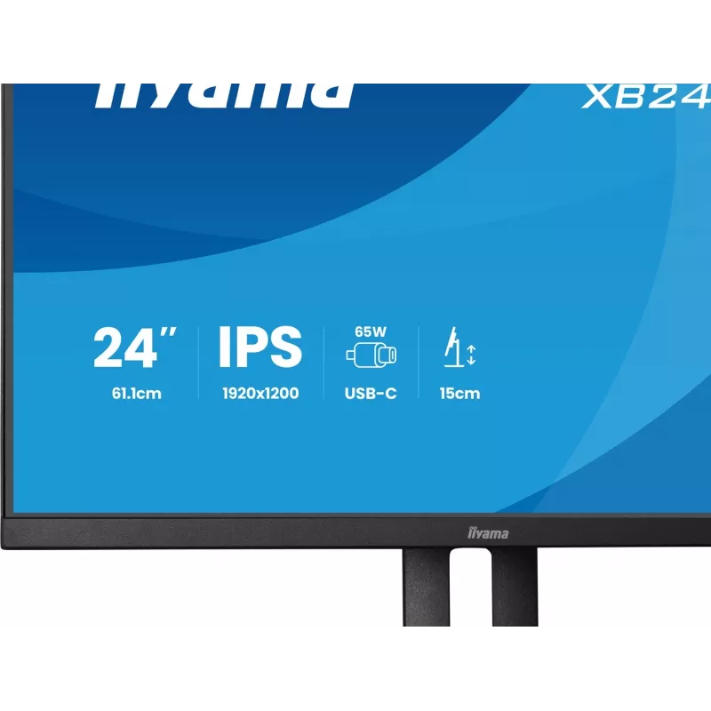 IIYAMA ProLite XB2495WSC-B1 24.1 Zoll WUXGA IPS 100Hz Monitor mit USB-C Hub, höhenverstellbar, VESA, Lautsprecher