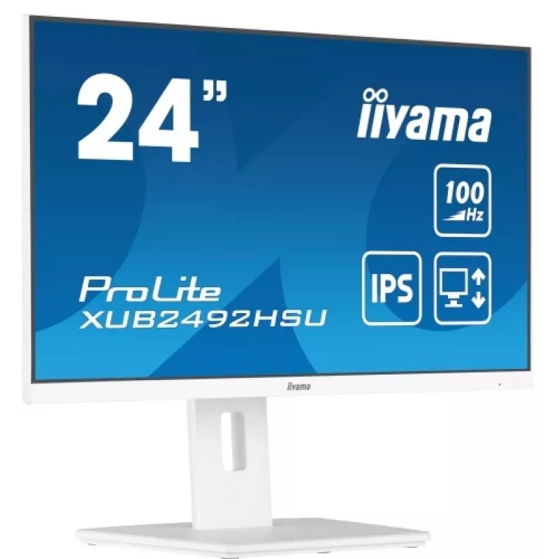 iiyama ProLite XUB2492HSU-W6 24 inch IPS Full HD 100Hz Monitor mit USB-Hub, 0,4 ms, Weiß