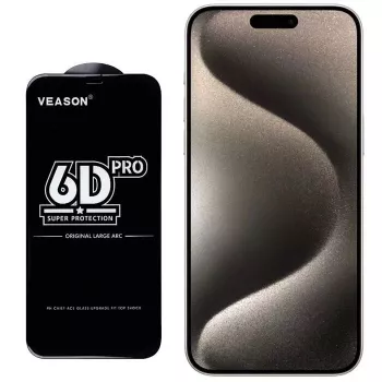 iLike 6D Full Face Glue 9H Tempered Glass Screen Protector für Apple iPhone 15 Plus mit schwarzem Rahmen