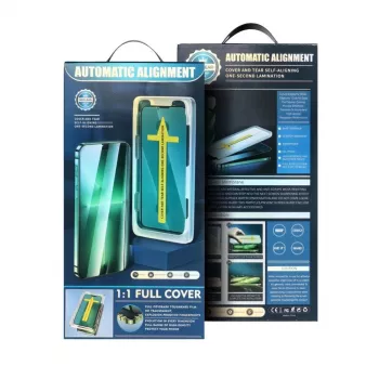 iLike Apple 5D Full Glue Tempered Glass für iPhone 13 / 13 Pro / 14 Schwarz + Applikator