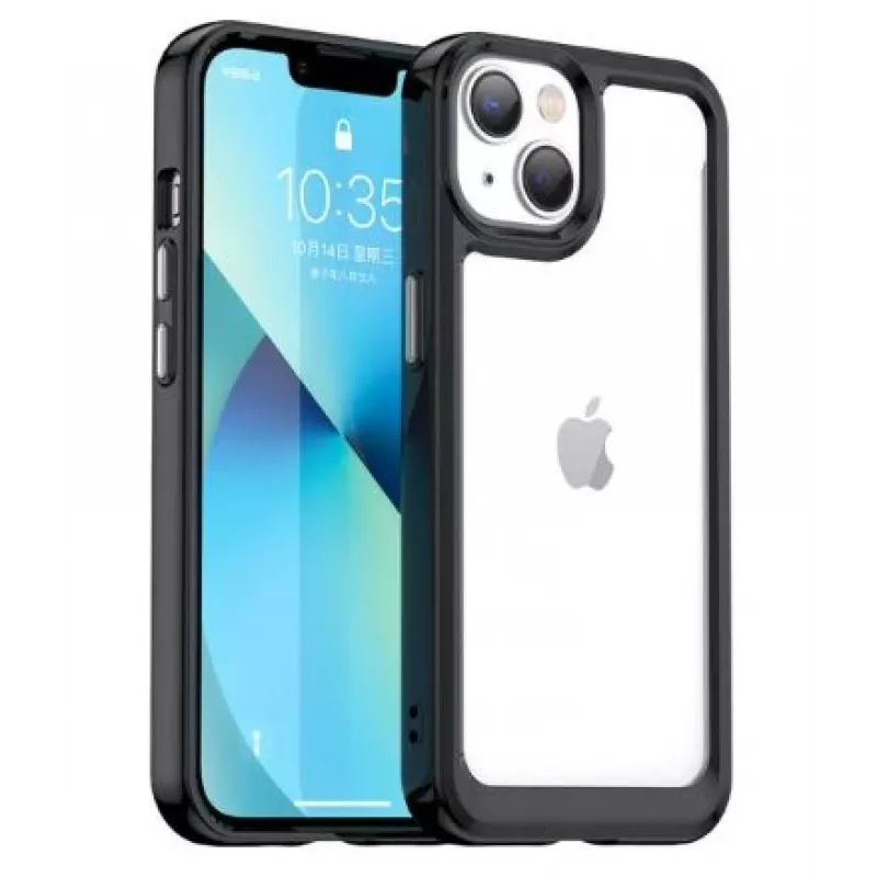 iLike Apple iPhone 14 Hard Cover mit Gel-Rahmen Transparent Schwarz