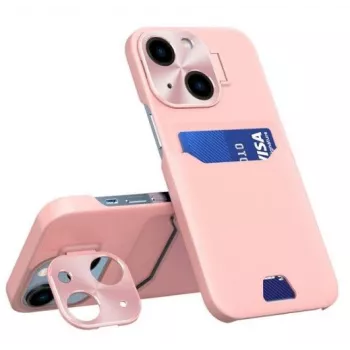 iLike Apple iPhone 14 Leder Stand Case Cover Kartenetui mit Standfuß Pink