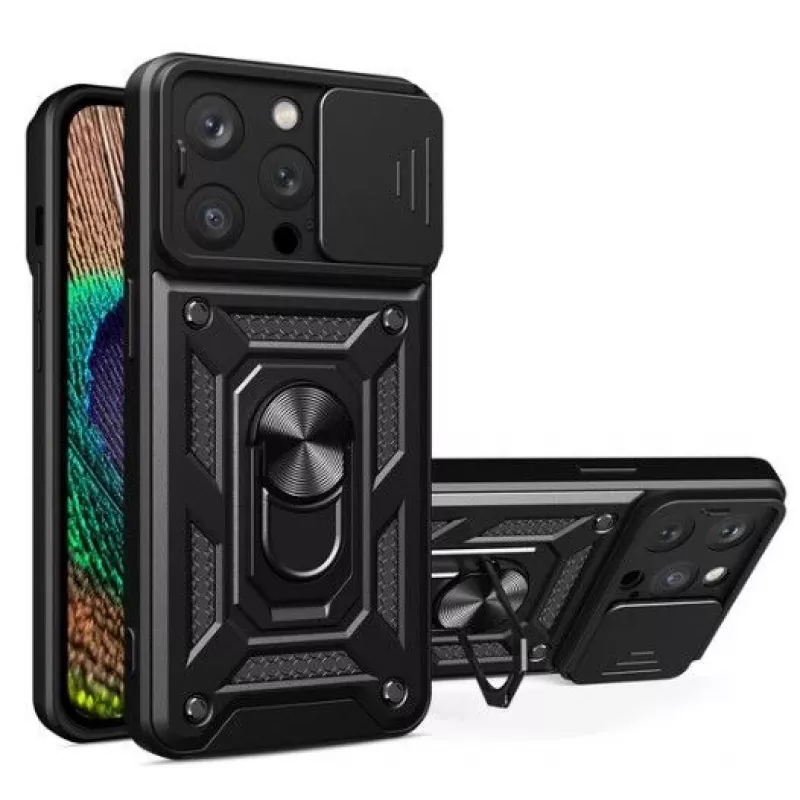 iLike Apple iPhone 14 Pro Max Armor Camshield Case Black