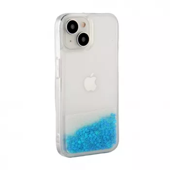 iLike Apple iPhone 15 Plus Silikonhülle Water Glitter Blau