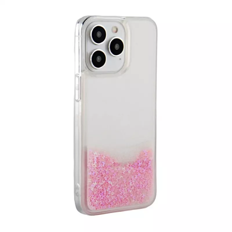 iLike Apple iPhone 15 Pro Silikonhülle Water Glitter Pink