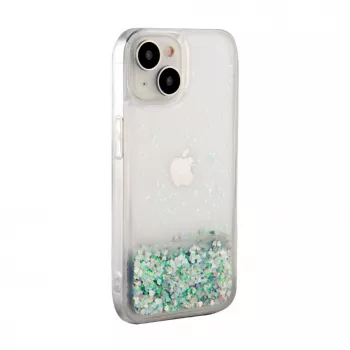 iLike Apple iPhone 15 Silikonhülle Water Glitter Silber