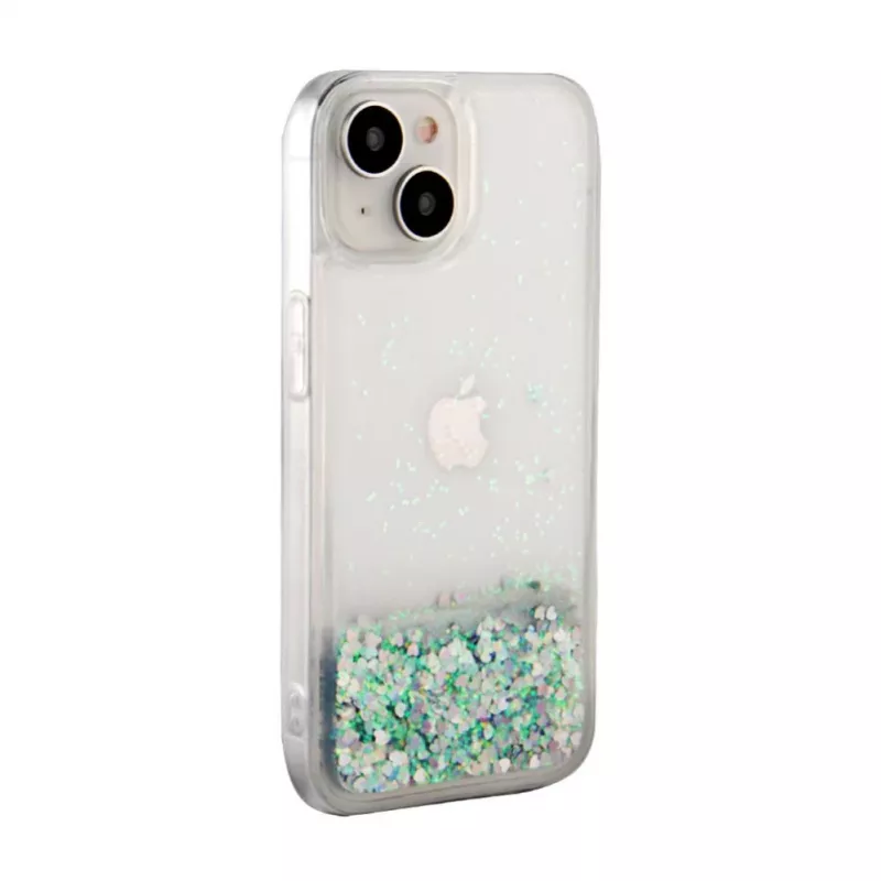 iLike Apple iPhone 15 Silikonhülle Water Glitter Silber