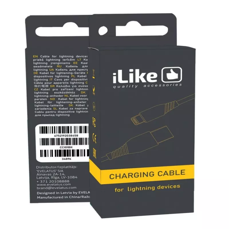 iLike Ladekabel für Lightning-Geräte CCI01 Schwarz