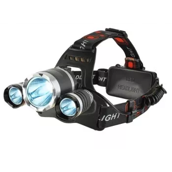 iLike CP-HDL-BK Frontscheinwerfer, Stirnlampe, 3x LED CREE Lampe, starke Fernlicht, Schwarz