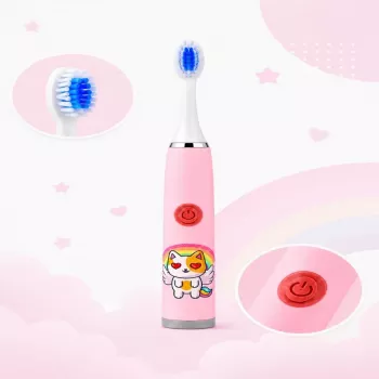 iLike Kids W3 Elektrische Zahnbürste (batteriebetrieben) +3 Aufsätze Pink