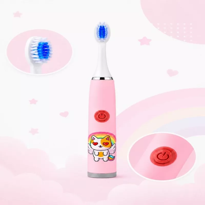 iLike Kids W3 Elektrische Zahnbürste (batteriebetrieben) +3 Aufsätze Pink