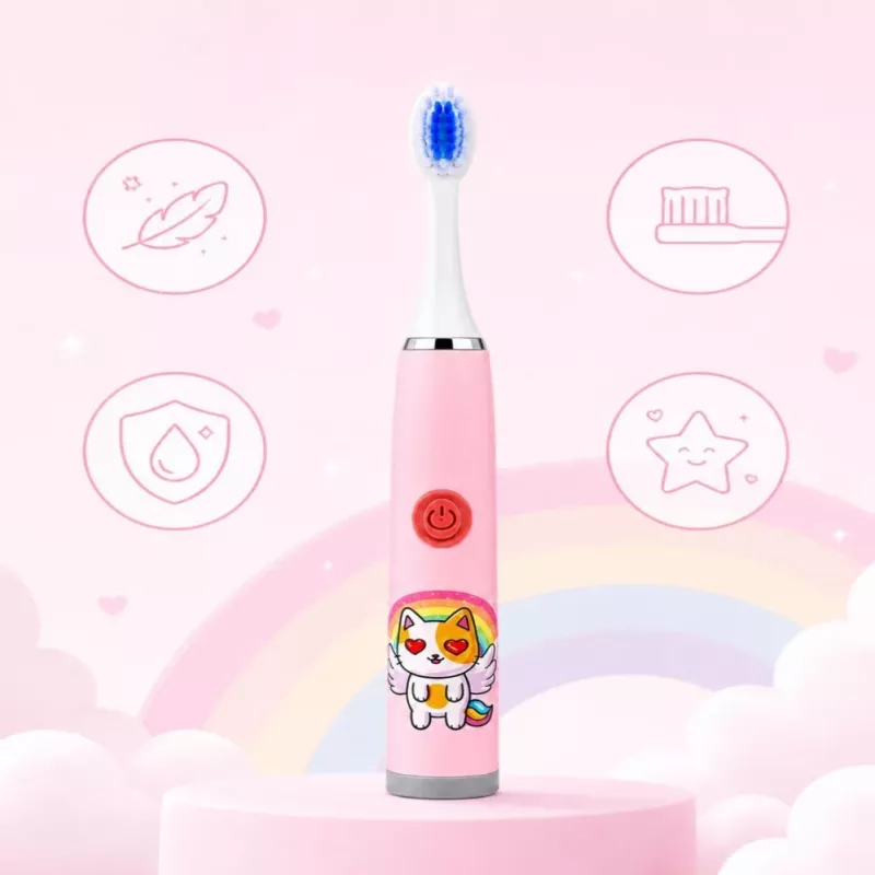 iLike Kids W3 Elektrische Zahnbürste (batteriebetrieben) +3 Aufsätze Pink