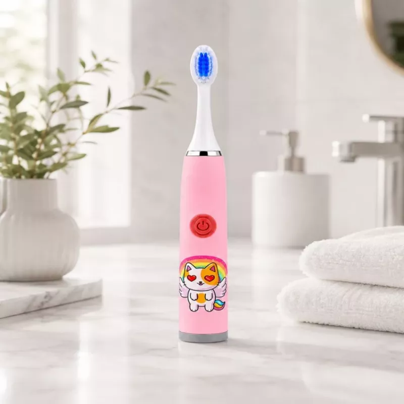 iLike Kids W3 Elektrische Zahnbürste (batteriebetrieben) +3 Aufsätze Pink