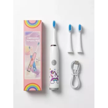 iLike Kids W3 Elektrische Zahnbürste (batteriebetrieben) +3 Aufsätze Weiß