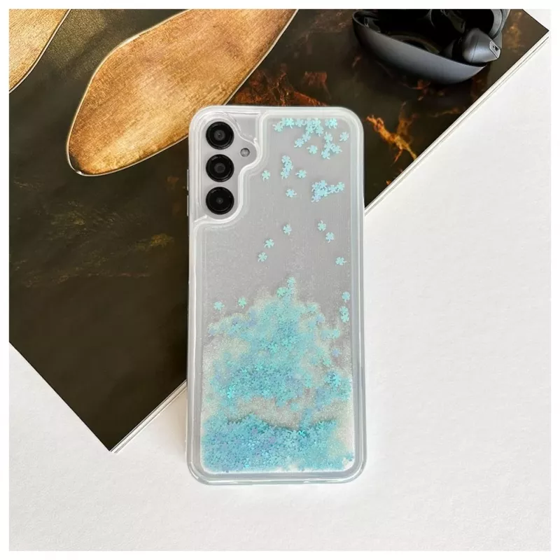 iLike Samsung Galaxy A14 5G Silikonhülle Water Glitter Blau