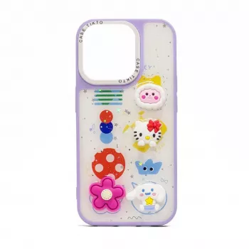 iLike Samsung Galaxy A14 Epoxy Cartoon Cover Purple