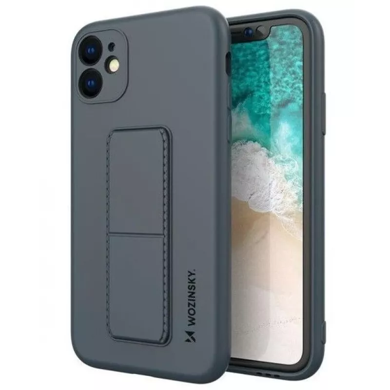 iLike Samsung Galaxy A22 5G Kickstand Case Silicone Stand Cover Black