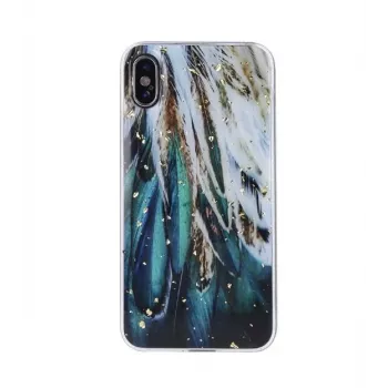 iLike Samsung Gold Glam Hülle für Samsung Galaxy A53 5G - Federn-Design, transparent mit goldenen Akzenten