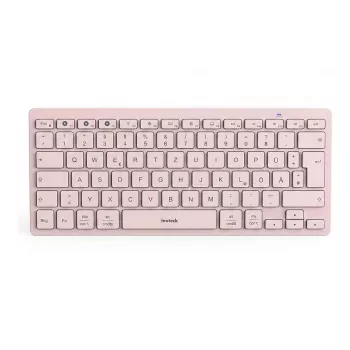 Inateck Bluetooth Tastatur QWERTZ Pink - Schlanke, tragbare Tastatur für Windows, macOS, iOS, Android