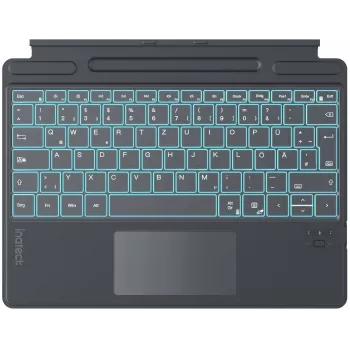 Inateck Surface Pro 8/9/X/11 Tastatur – Grau, deutsches QWERTZ, hintergrundbeleuchtet mit Touchpad