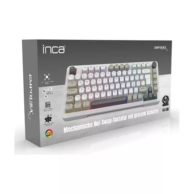 INCA Gaming-Tastatur RGB GraySwitch USB-C/BT 2,00m Weiß (IKG-455)