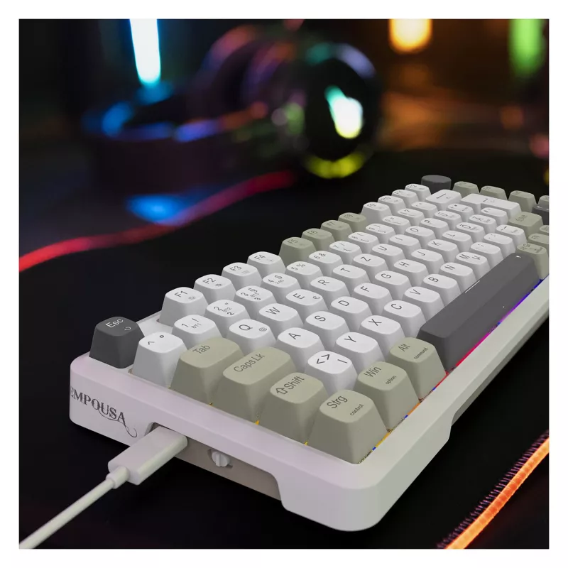 INCA Gaming-Tastatur RGB GraySwitch USB-C/BT 2,00m Weiß (IKG-455)