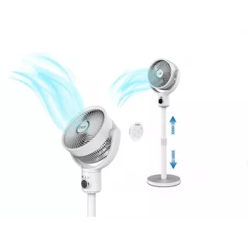INCA IAF-01B Standventilator mit Akku, BLDC-Motor, 5 Geschwindigkeiten, LED-Anzeige, Weiß