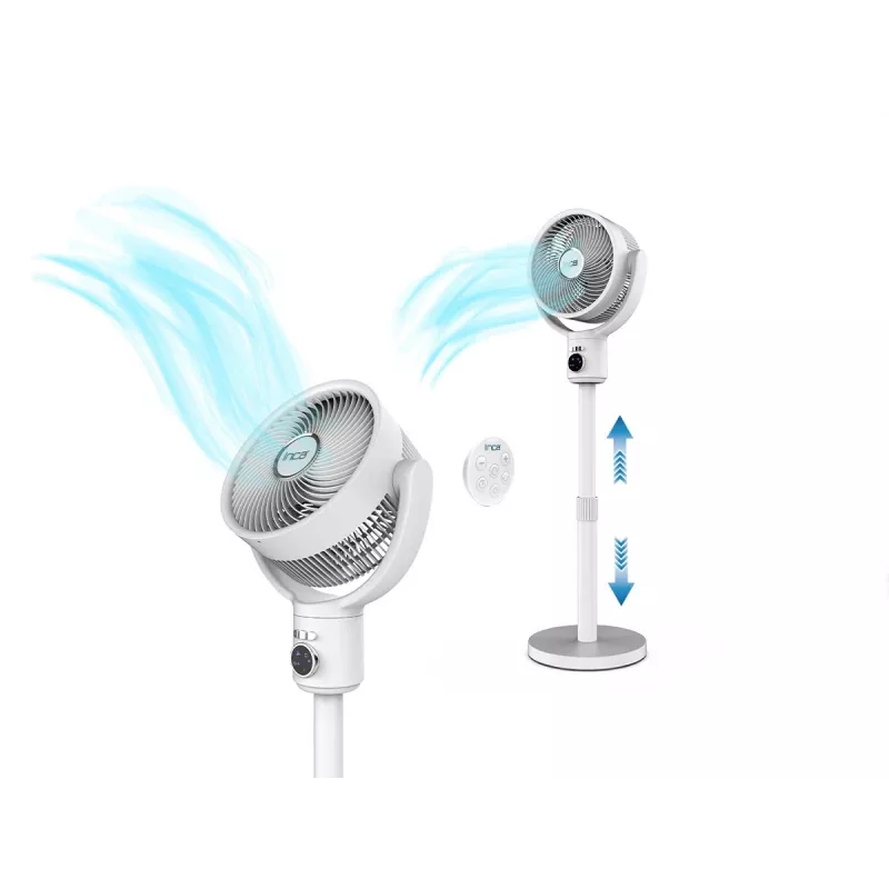 INCA IAF-01B Standventilator mit Akku, BLDC-Motor, 5 Geschwindigkeiten, LED-Anzeige, Weiß
