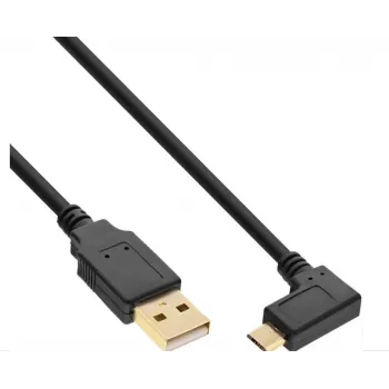 InLine Micro-USB 2.0 Kabel, USB-A Stecker auf Micro-B Stecker abgewinkelt, vergoldete Kontakte, 0,5 m