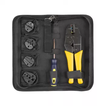 INNE Crimpzange mit austauschbaren Backen Set E6110, Ratsche, 5 Backenpaare, 0,5-16 mm², Aufbewahrungskoffer