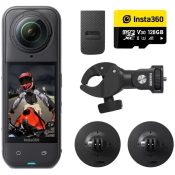 Insta360 X3 Action Camera mit Motorrad-Montageset - 5.7K 360° Video, 72MP Foto, FlowState Stabilisierung
