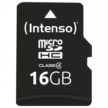 Intenso 16GB MicroSDHC Class 4 Speicherkarte mit SD-Adapter, bis zu 21 MB/s Lesegeschwindigkeit, Schwarz