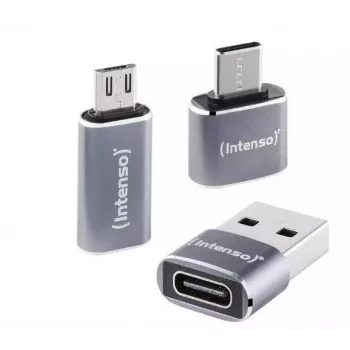 Intenso 3-in-1 USB-C Multiport Adapter, USB-C auf USB-A, USB-C, Micro USB, 480 Mbit/s, 60W PD, Schwarz