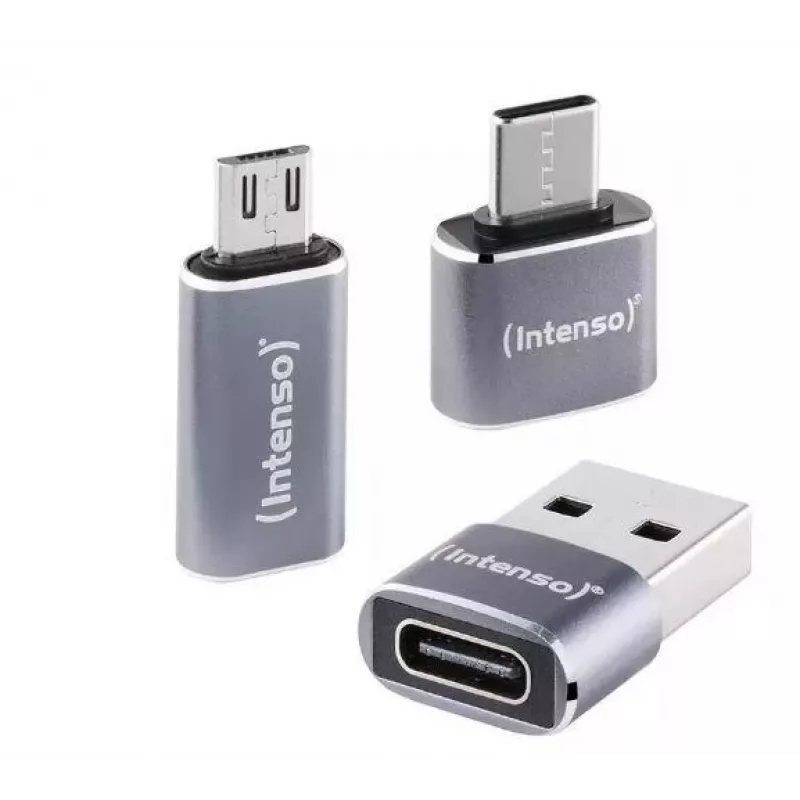 Intenso 3-in-1 USB-C Multiport Adapter, USB-C auf USB-A, USB-C, Micro USB, 480 Mbit/s, 60W PD, Schwarz