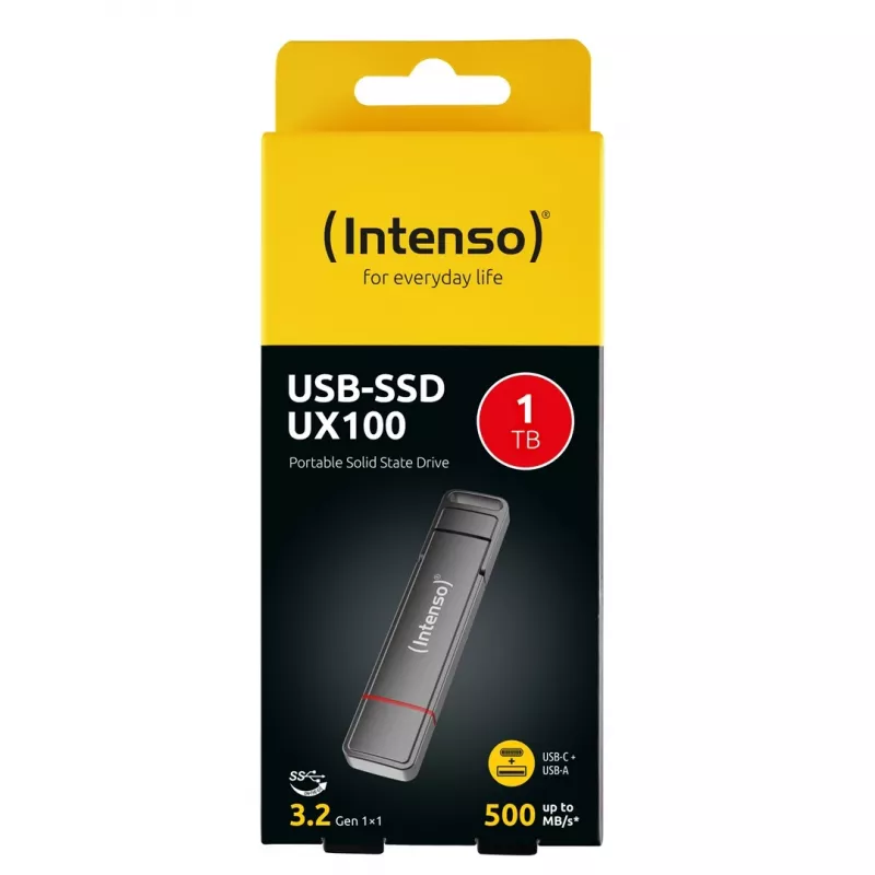Intenso UX100 1TB Externe SSD, USB 3.2 Gen 1, Schwarz