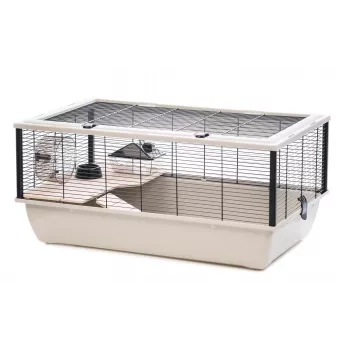 INZ INTER-ZOO Bob + Wood Kleintierkäfig, Beige & Schwarz, 780x480x360 mm