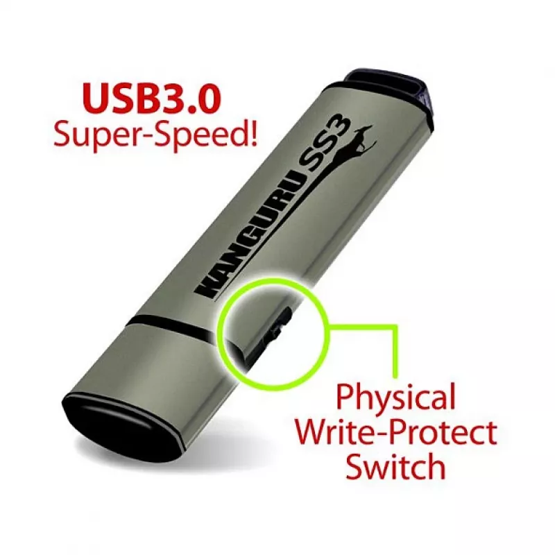 ISTORAGE STICK Kanguru SS3 32GB USB 3.2 Gen 1 Hardware-verschlüsselter USB-Stick