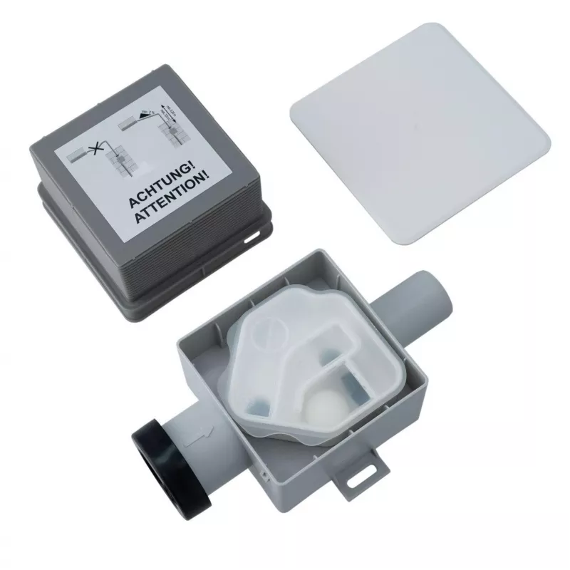 IVENSIS ISN32 Unterputz-Kondensatfalle 100x100 - Weißes ABS, 32mm Ablauf, Geruchsverschluss