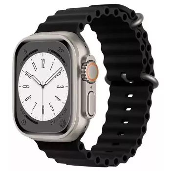 iWear S1 Grooved Soft Silicone 20mm Strap für Apple Watch 49mm / 45mm / 44mm / 42mm Schwarz