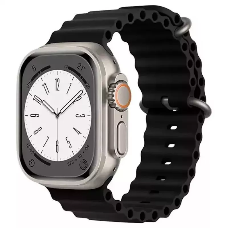 iWear S1 Grooved Soft Silicone 20mm Strap für Apple Watch 49mm / 45mm / 44mm / 42mm Schwarz